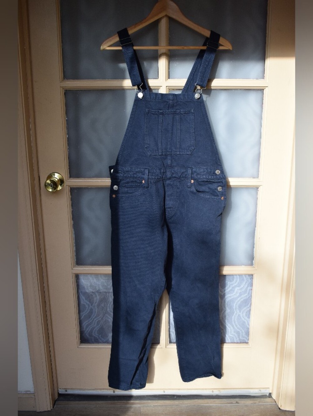 Lucky Brand Navy Denim Boyfriend Overalls Size Small